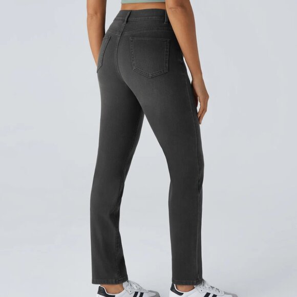 HALARA Magic Denim High Waist Pull On Straight Leg Black Wash ST & XL NWOT - Picture 5 of 12